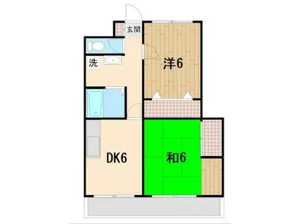 アムールチュラ(2DK/1階)の間取り写真