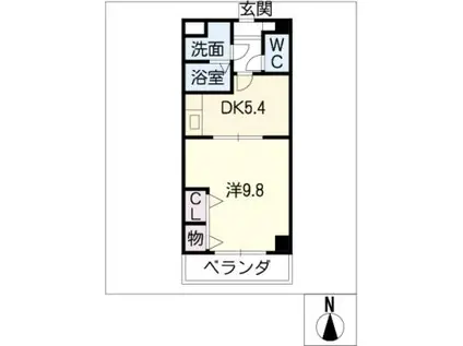 サンライズ(1DK/2階)の間取り写真