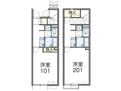 レオネクスト喜多荘II(1K/1階)の間取り写真