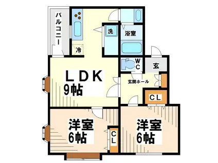 マインド和亜(2LDK/5階)の間取り写真