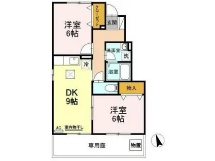 ローズコート清水 A棟(2DK/1階)の間取り写真