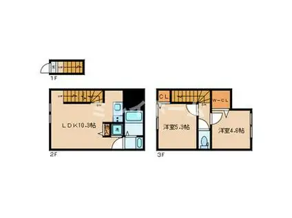 プライムガーデン中馬込(2LDK/2階)の間取り写真