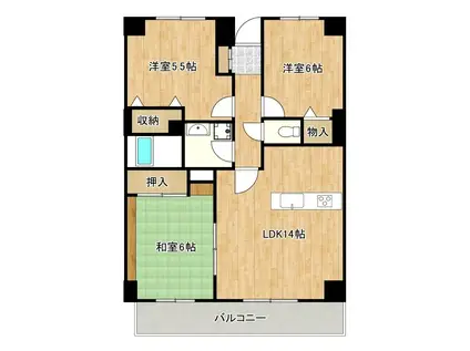 ロイヤルグリーン松戸(3LDK/4階)の間取り写真