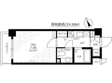 ステージグランデ市谷薬王寺(1K/1階)の間取り写真