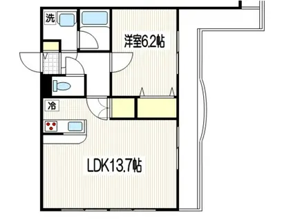 プランドールアイ(1LDK/2階)の間取り写真