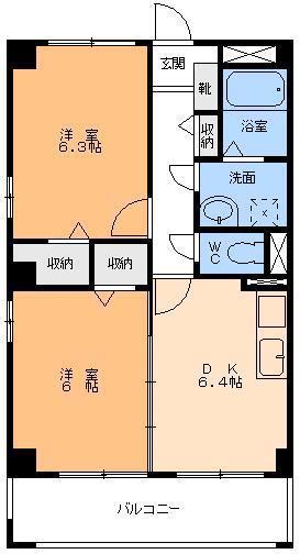 サンライト 竹原(2DK/2階)の間取り写真