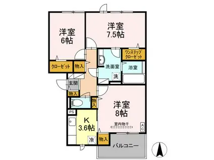 RE・EARTHの杜 やま(3K/3階)の間取り写真