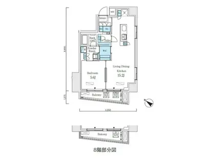 アジュールテラス日本橋浜町(1LDK/7階)の間取り写真