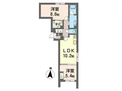 東京メトロ丸ノ内線 新中野駅 徒歩5分 3階建 築3年(2LDK/1階)の間取り写真