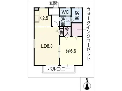 ベルハイツ(1LDK/1階)の間取り写真