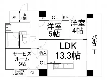 ユープテリア天王寺(3LDK/3階)の間取り写真