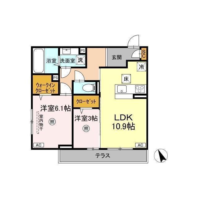 DS LIEN  E(2LDK/1階)の間取り写真
