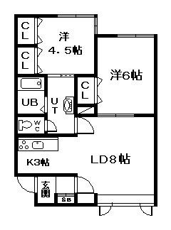 サイレンスコートA/B棟(2LDK/1階)の間取り写真
