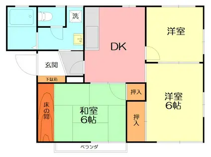 ル・レーブ聖A棟(3DK/2階)の間取り写真