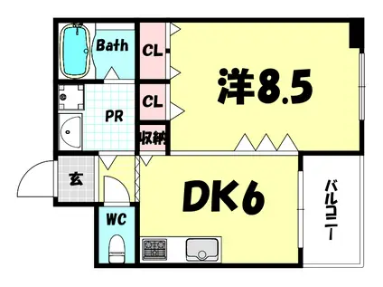 M&Cビル(1DK/5階)の間取り写真
