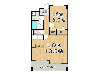 グランドールサンパティオ(1LDK/2階)の間取り写真