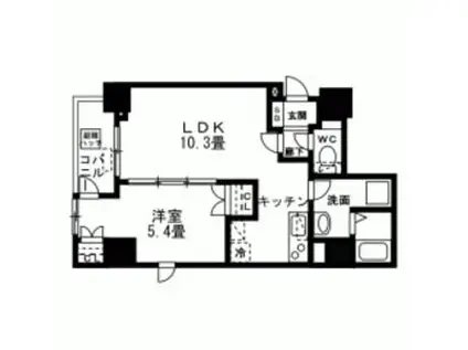 AXIA日本橋茅場町(1LDK/7階)の間取り写真