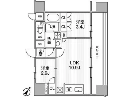 NIDO SUGAMO(2LDK/10階)の間取り写真