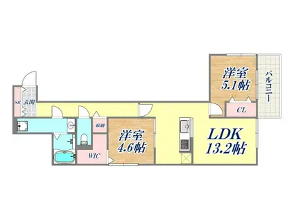サンパティーク住吉(2LDK/3階)の間取り写真