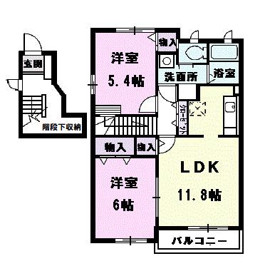 アンフィニ・フォレ(2LDK/2階)の間取り写真