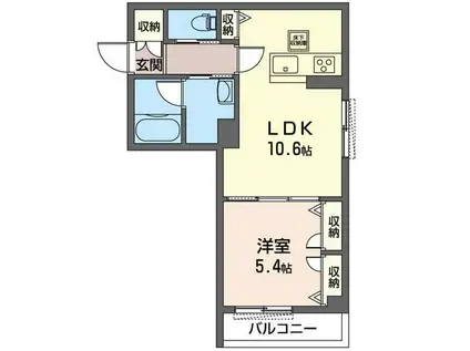 モンテサリーレ(1LDK/1階)の間取り写真
