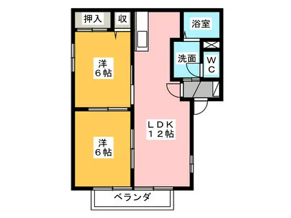 RIN C(2LDK/2階)の間取り写真