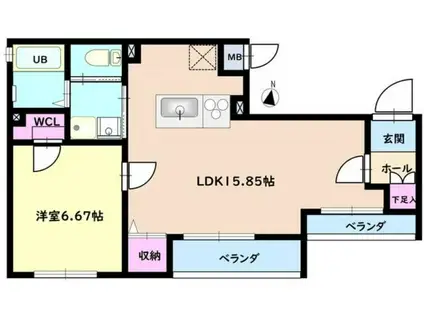 GRAND ETE(1LDK/2階)の間取り写真