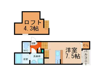 MICASA志賀本通(ワンルーム/1階)の間取り写真