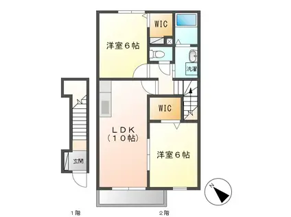 リーベ塩生(2LDK/2階)の間取り写真