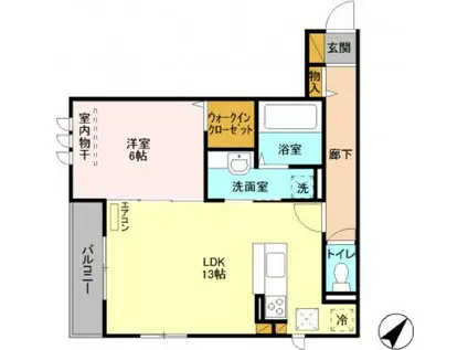 GRANSOLEIL(1LDK/1階)の間取り写真