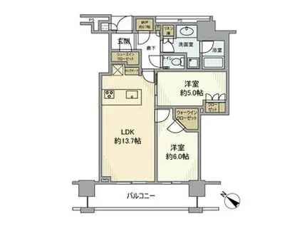 ブリリアザ・タワー東京八重洲アベニュー(2LDK/3階)の間取り写真