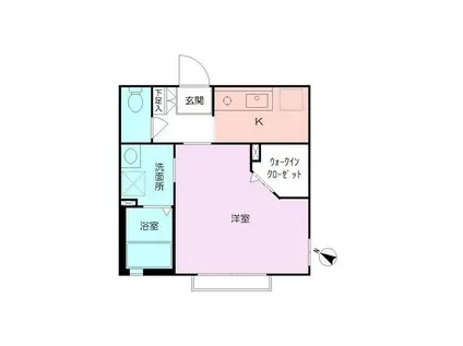 ソレアード緑園(1K/2階)の間取り写真