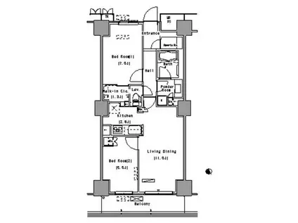 パークアクシス豊洲(2LDK/7階)の間取り写真
