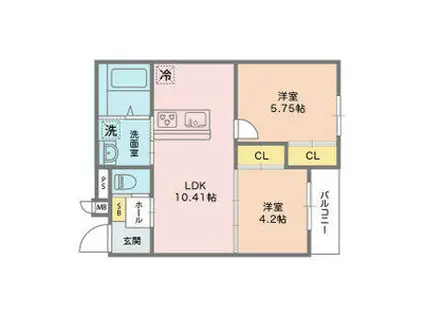 ヴェルデ大森(2LDK/2階)の間取り写真