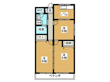 レジデンスジュイエ(3K/4階)の間取り写真