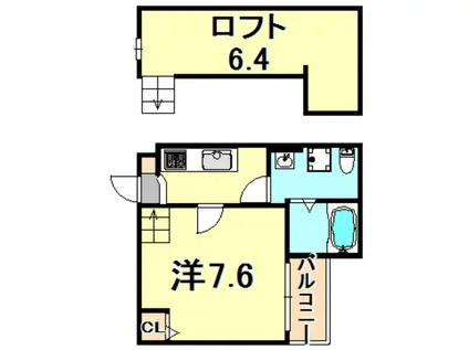 PLAISIR(1K/2階)の間取り写真