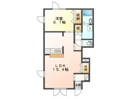 ローズガーデングリーンII(1LDK/1階)の間取り写真