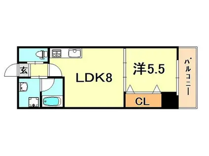 ウィングコート小松(1LDK/8階)の間取り写真