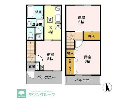 エーデルハイムスズキB(3K/2階)の間取り写真