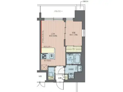 プレジオ亀有(1LDK/6階)の間取り写真