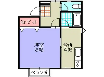 リベルテ中ノ橋(1K/2階)の間取り写真