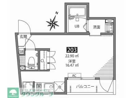 サンヒルズ壱番館(1K/1階)の間取り写真