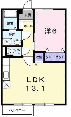キャッスルM B(1LDK/2階)の間取り写真