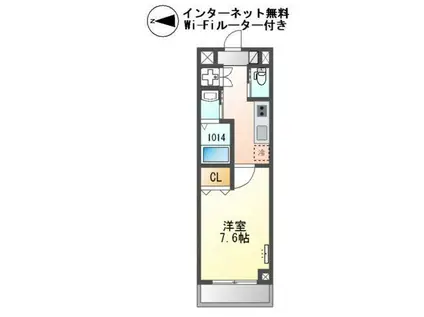 グロリアス(1K/2階)の間取り写真