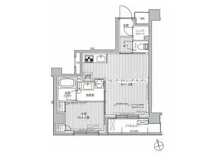 シエール自由が丘(1LDK/4階)の間取り写真