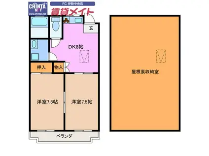 マンション山III(2DK/2階)の間取り写真
