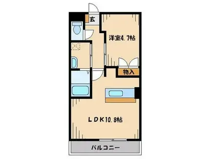 サングランデⅢ(1LDK/1階)の間取り写真