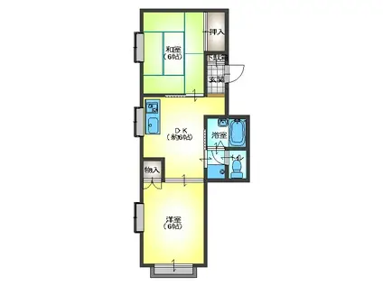 ベルハウスオークラ(2DK/2階)の間取り写真