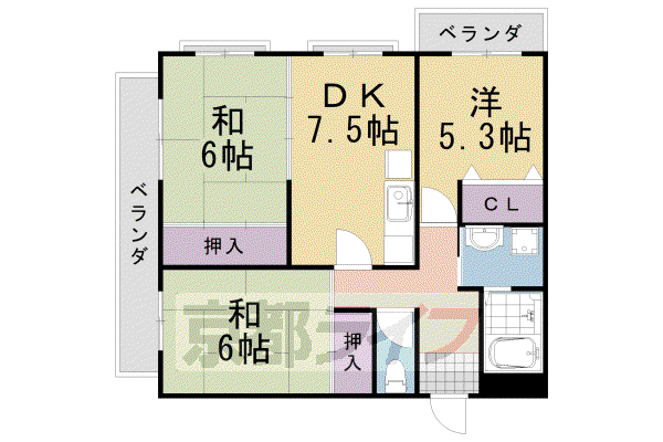 ソレイユ三宅II(3DK/3階)の間取り写真
