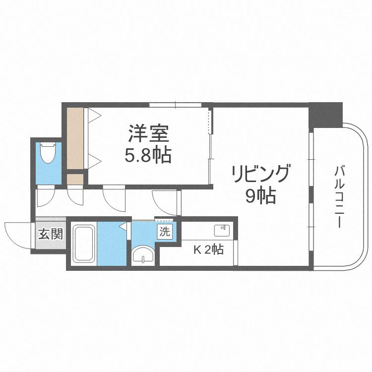 ティアラFCサイド(1LDK/5階)の間取り写真